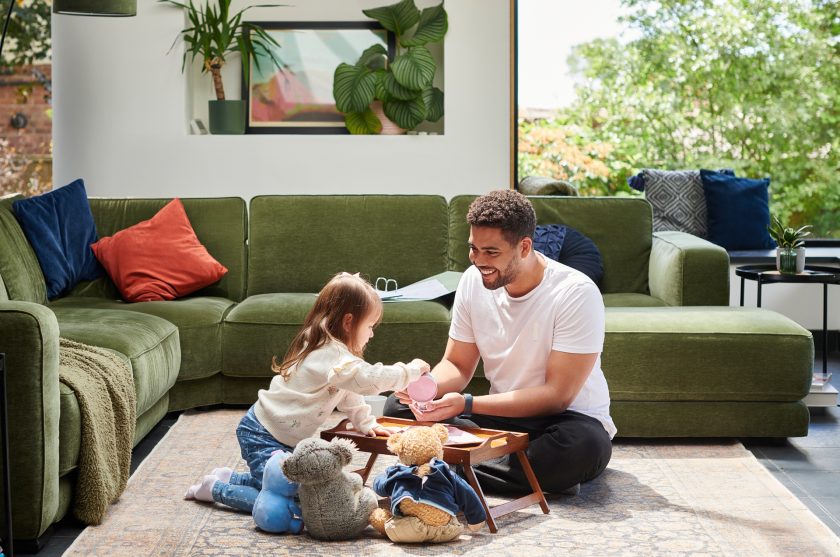 Father and daughter playing