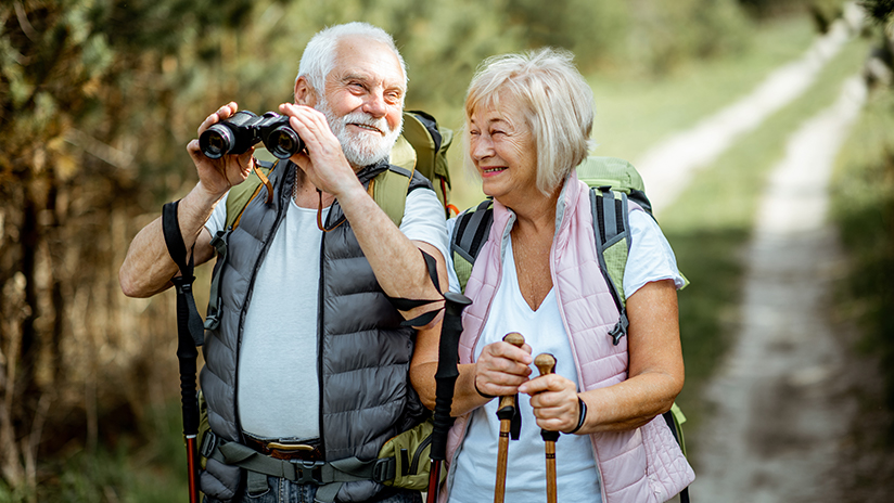 Older couple hiking