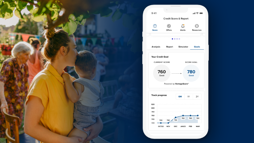 Woman with child, screenshot of Credit Score