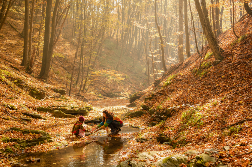 grandmother and granddaughter hiking