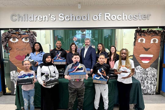 The Children's School of Rochester Feet Forward sneaker donation