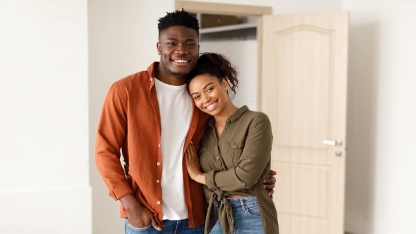 Young couple in home