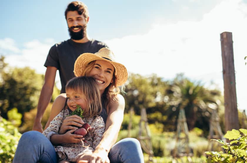 Family in Garden