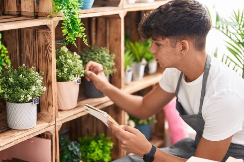 Boy working first job