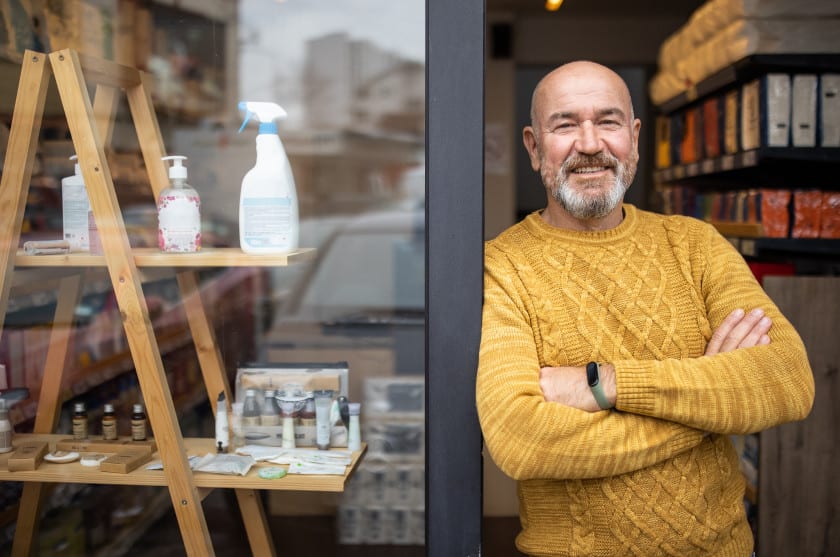 Man outside business