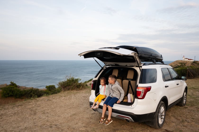 Family vehicle at beach