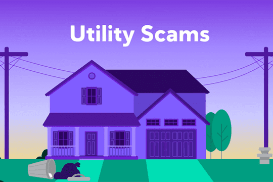graphic of house with text: utility scams