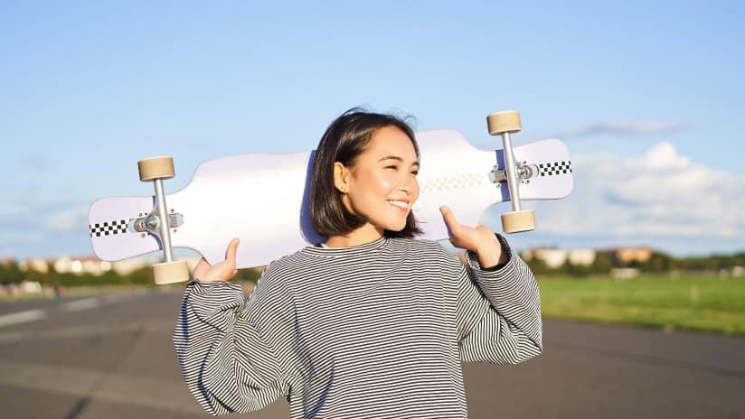 Teen with skateboard