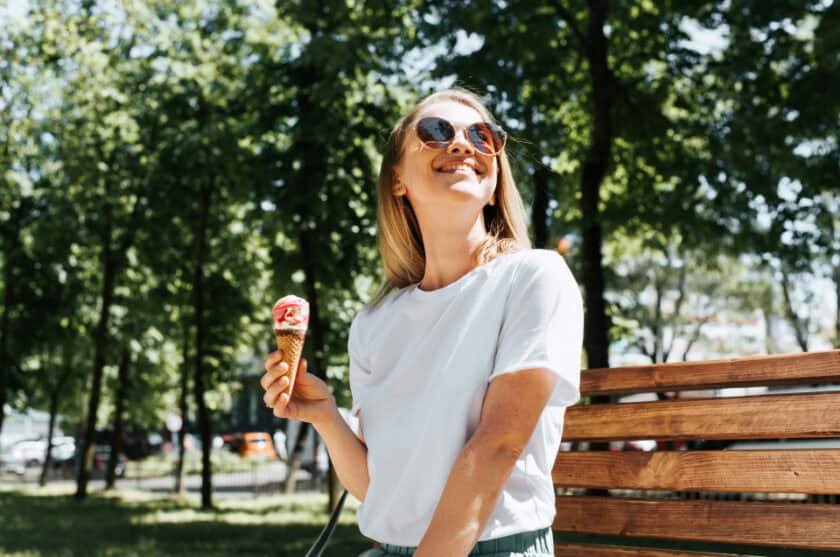 Teen girl with ice cream cone
