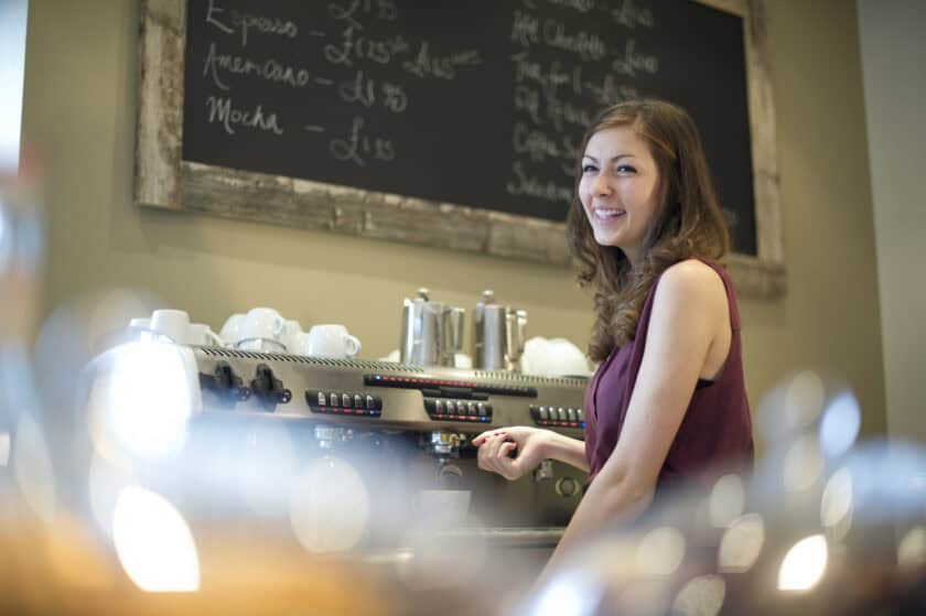 Teen working at coffee shop